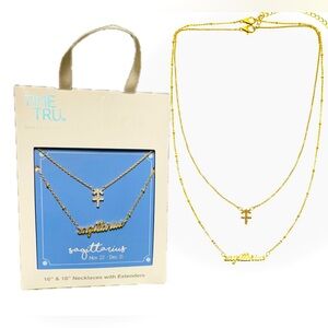 Sagittarius necklace set 2 piece gold tone rhinestone 16 18 new with tags